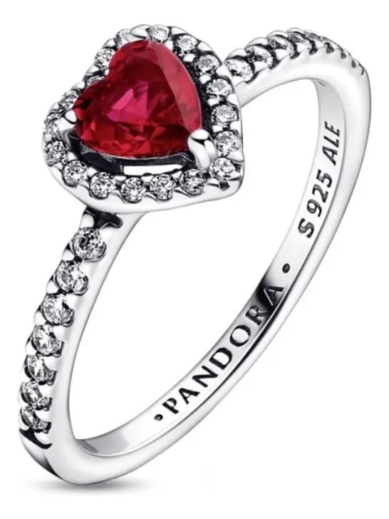 De Anillo Corazón Elevado Rojo. De Pandora Color Plateado Talla 7