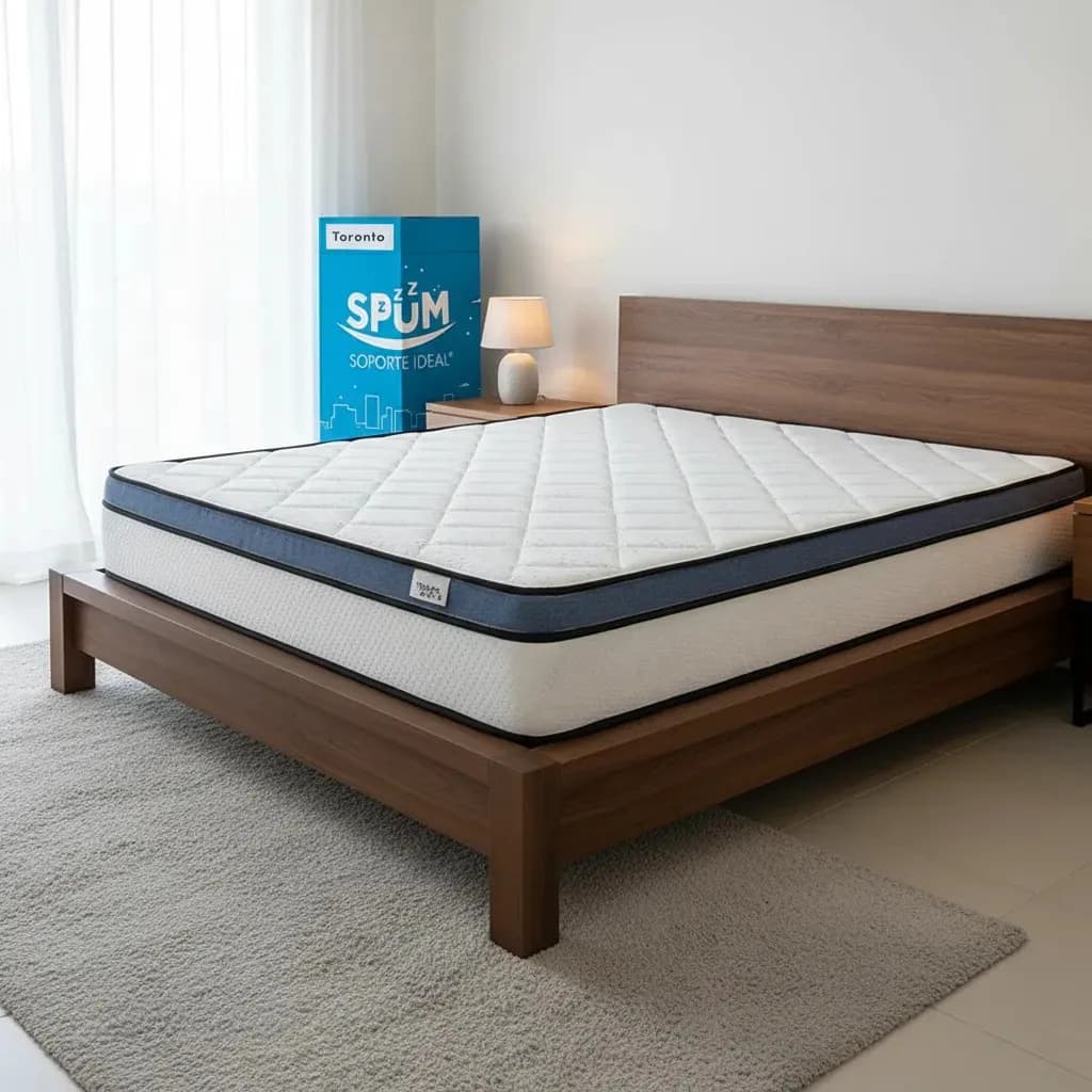 Colchón En Caja Queen Size Dormimundo Toronto Azul Claro