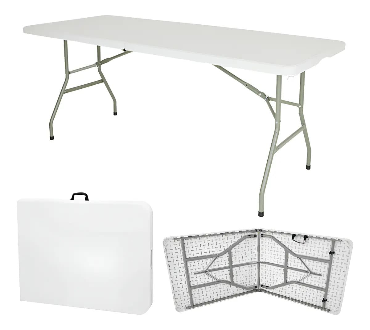Mesa Plegable de Plastico Portatil de Jardin Tipo Portafolio Ideal para Exterior e Interior Fiestas y Eventos al Aire Libre 180 cm