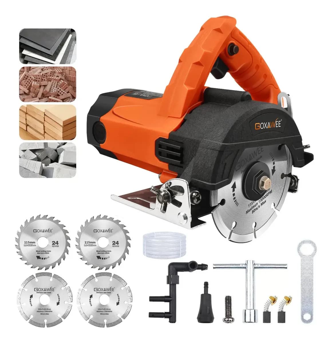 Sierra Circular Cortadora Goxawee Para Azulejos Marmol 1800w Color Naranja