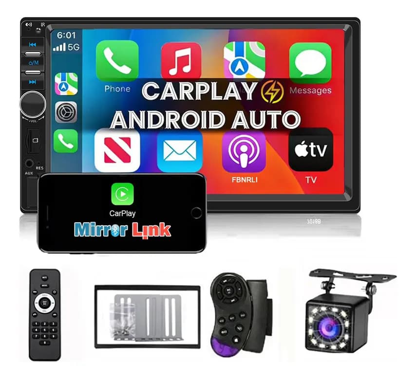 Estéreo Auto Fnbrli 7018b-c Pantalla Carplay Fm Bluetooth